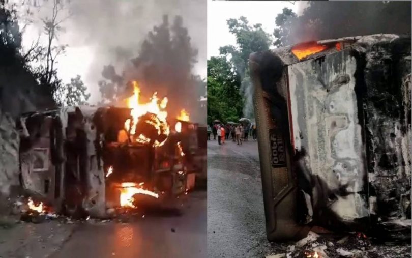 दाउन्नेमा यात्रुबाहक बसमा आगलागी हुँदा ३३ यात्रु घाइते